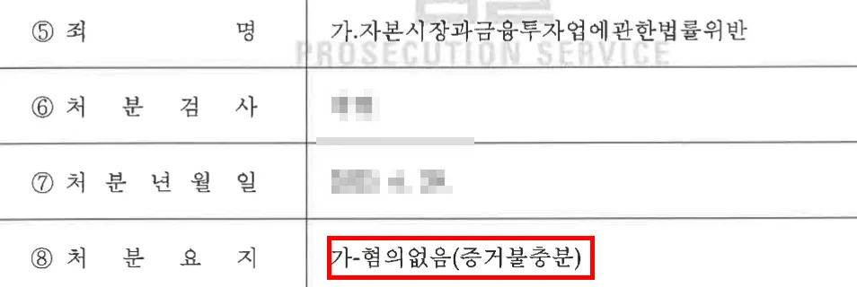 자본시장법변호사 증거불충분 결과 도출