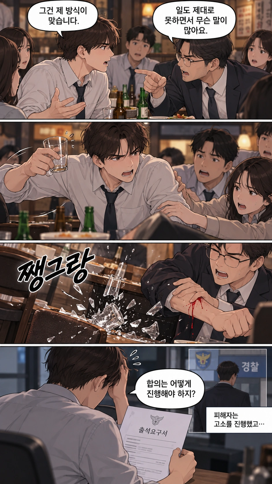 회식 중 유리컵을 던졌다가 특수폭행합의금 산정이 필요해진 사례