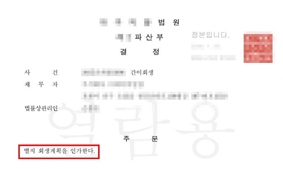 부산법인회생 결과, 인가 결정