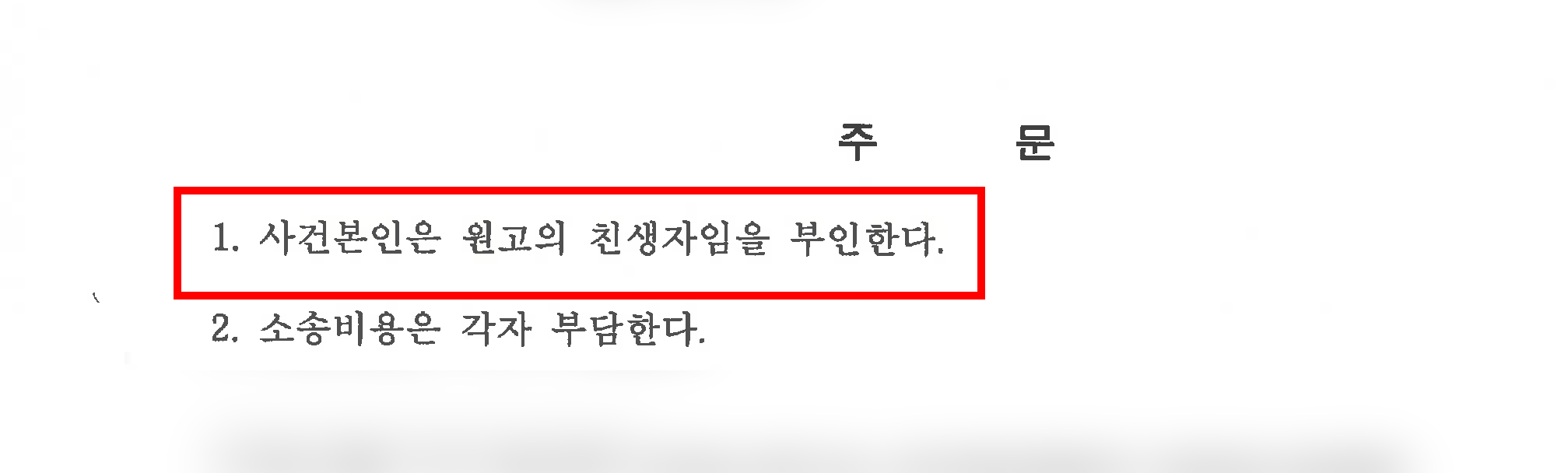 친생부인의소에서 친생추정 여부와 출생 경위를 확인하는 이미지