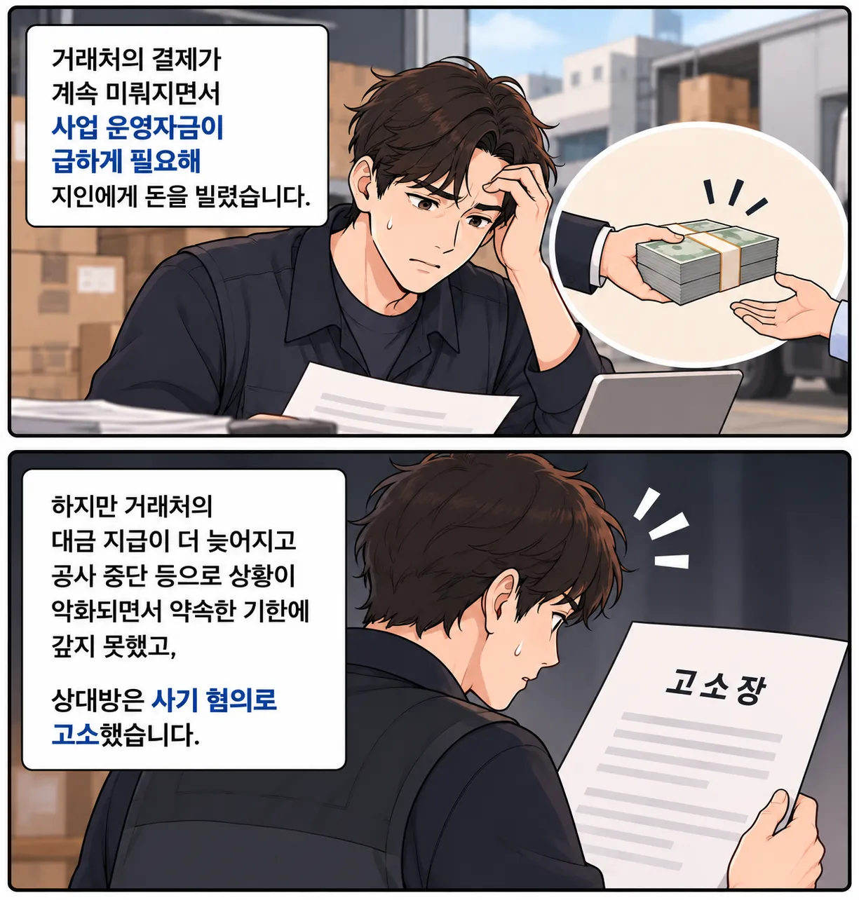 사업자금조달 악화로 사기죄 고소당한 의뢰인