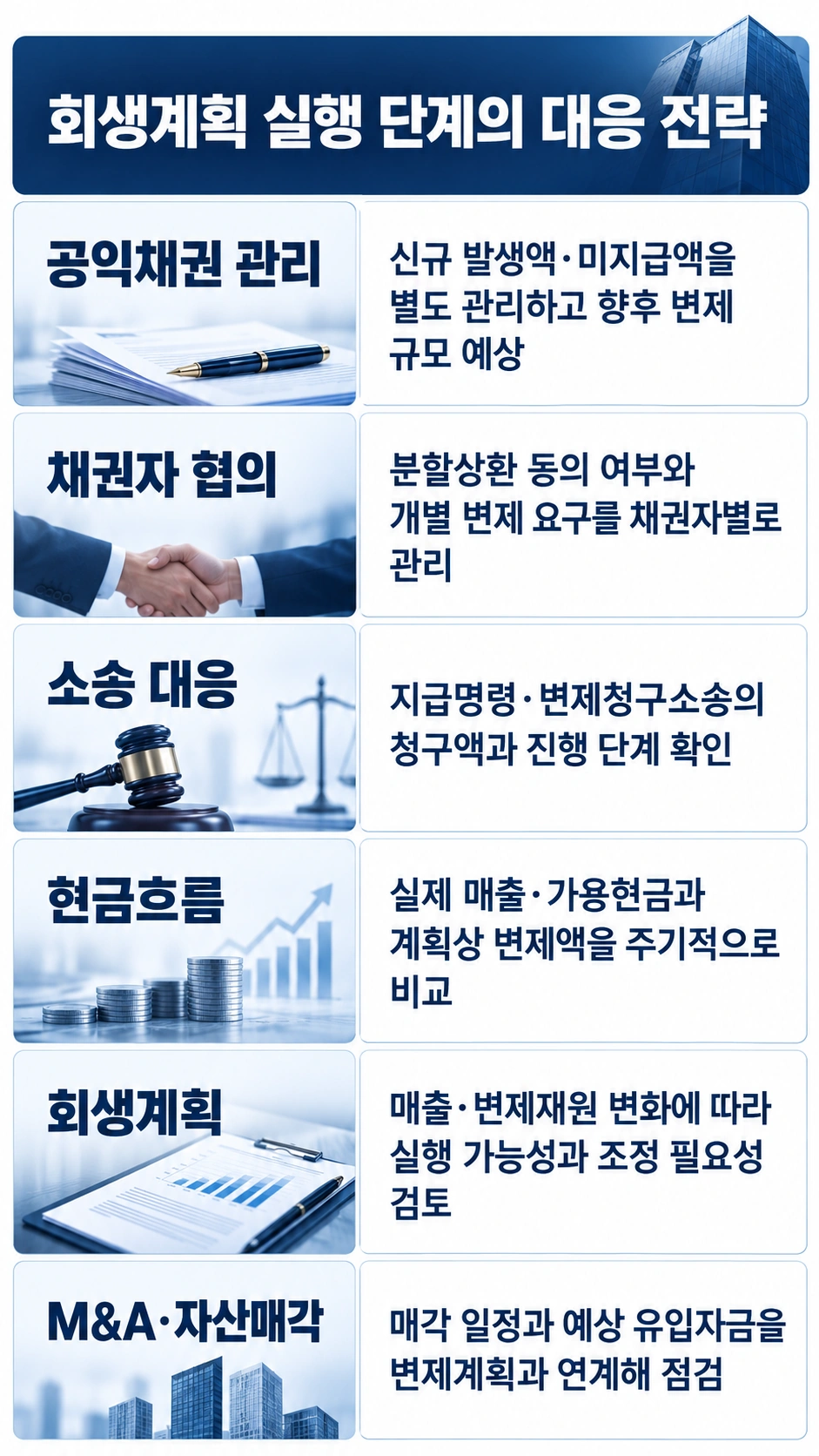 회생계획 실행 단계의 대응 전략