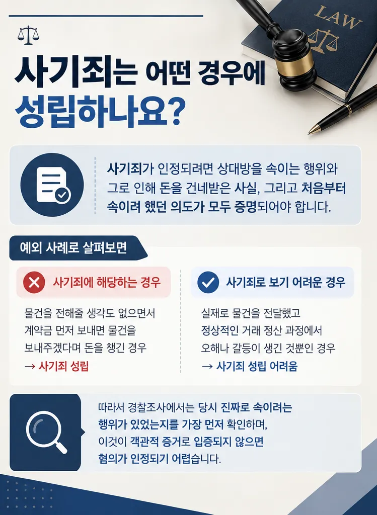 경찰조사 사기죄성립요소 사기죄성립조건 사기죄기망행위