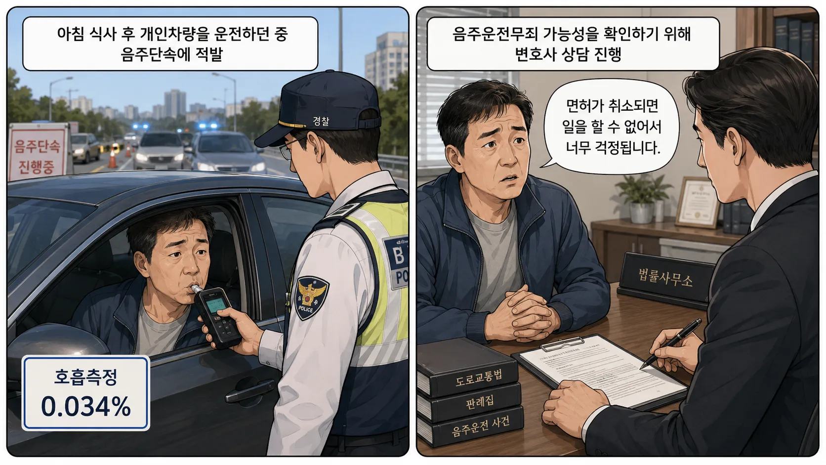 음주운전무죄 운전시점 측정시점 음주단속기록 주취정황보고서 혈중알코올농도증명