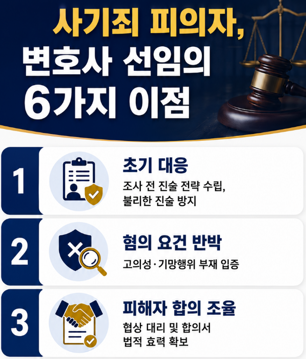 사기변호사 선임 시 피의자 입장 이점