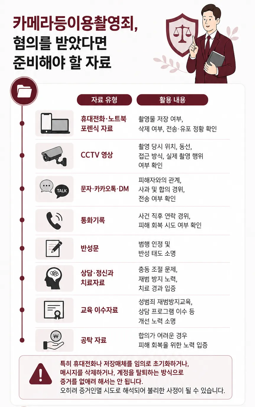 평택형사사건변호사와 카메라등이용촬영죄 대응 위한 자료