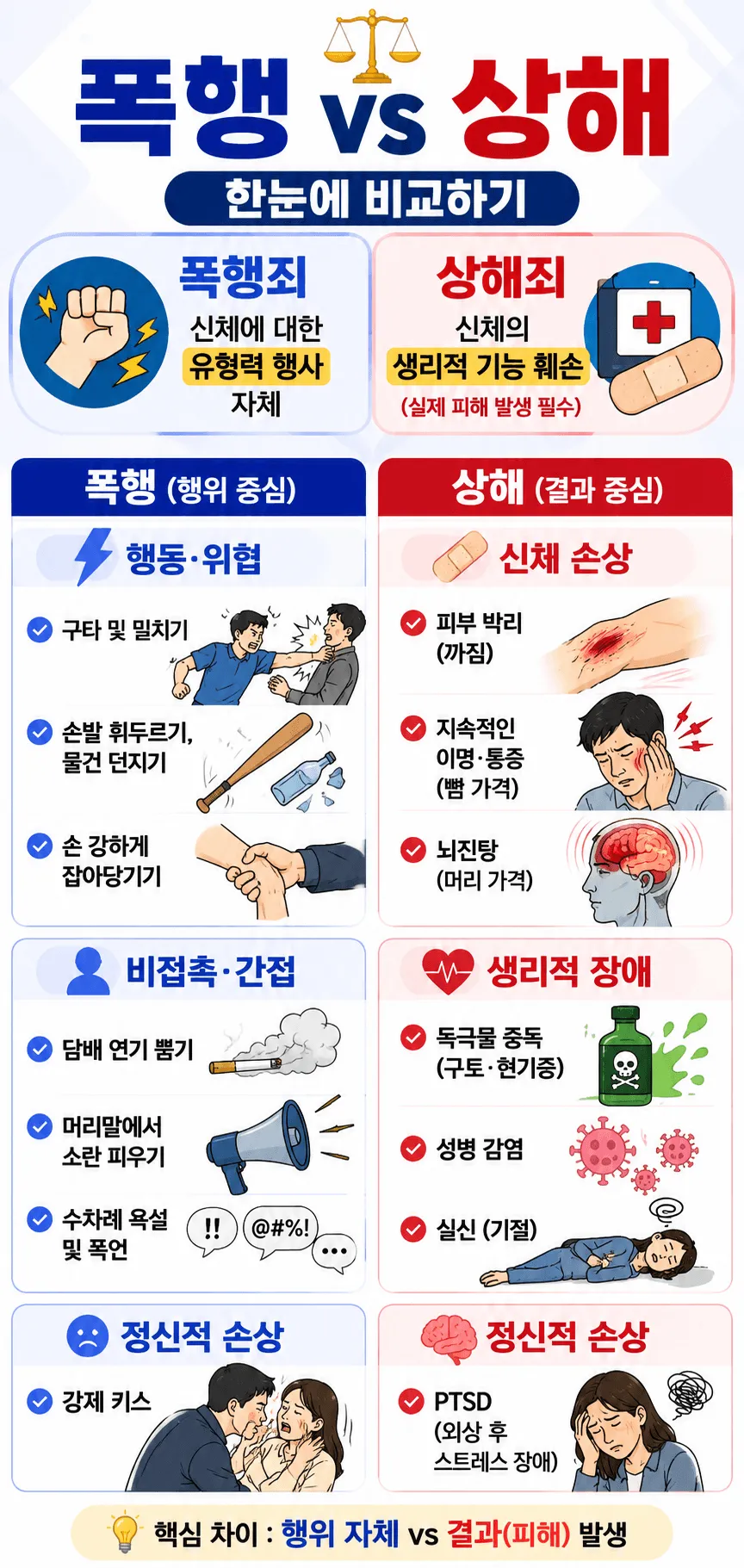 폭행치상상해죄의 폭행과 상해 차이 예시 설명 이미지