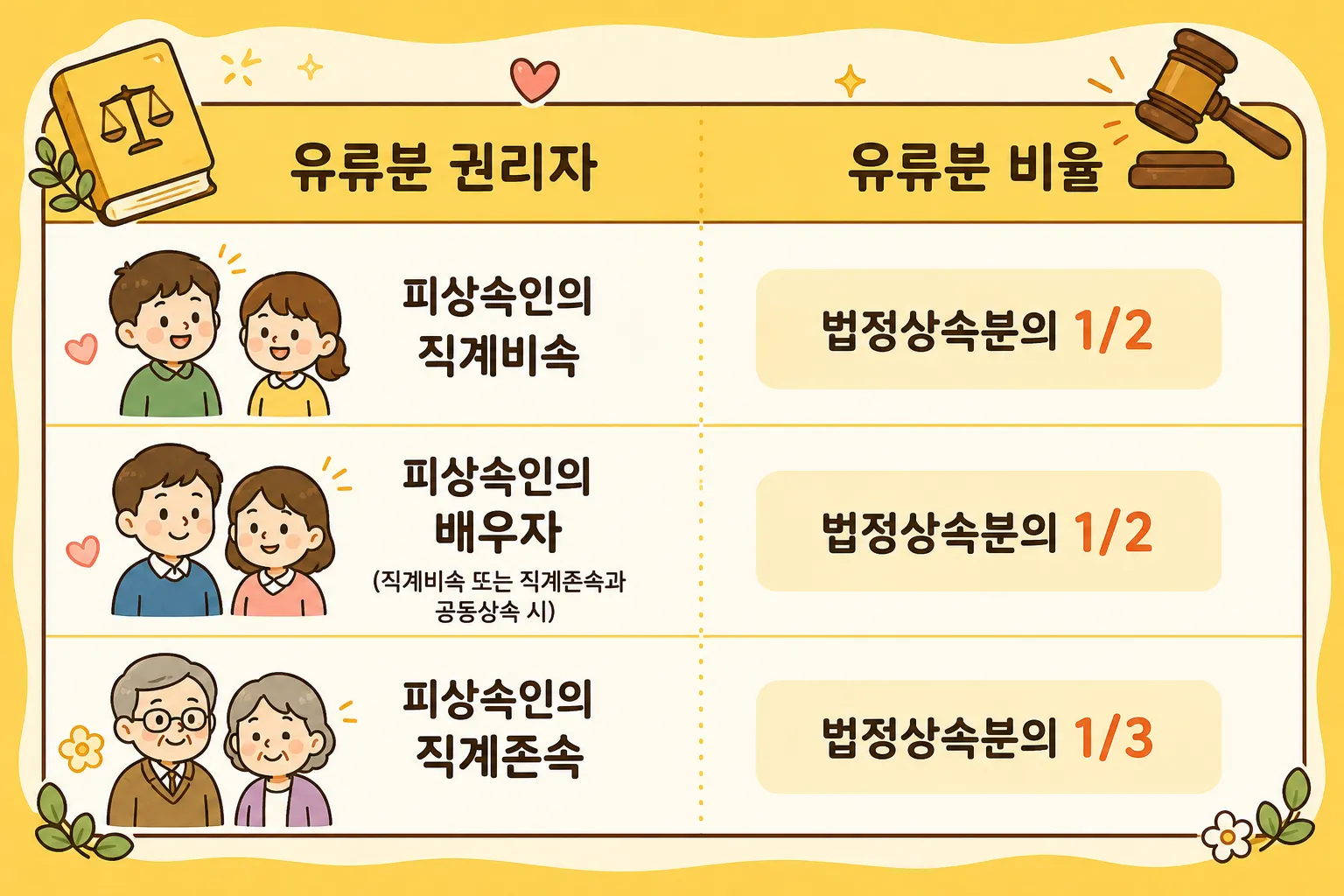 유류분청구시효와 유류분의 개념 및 권리자 유류분 비율