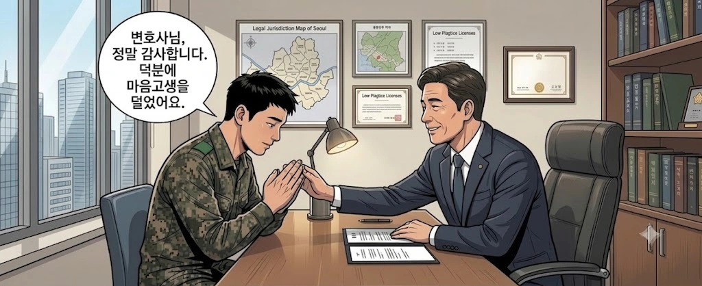 군사재판 결과 무죄로 군징계 피한 의뢰인