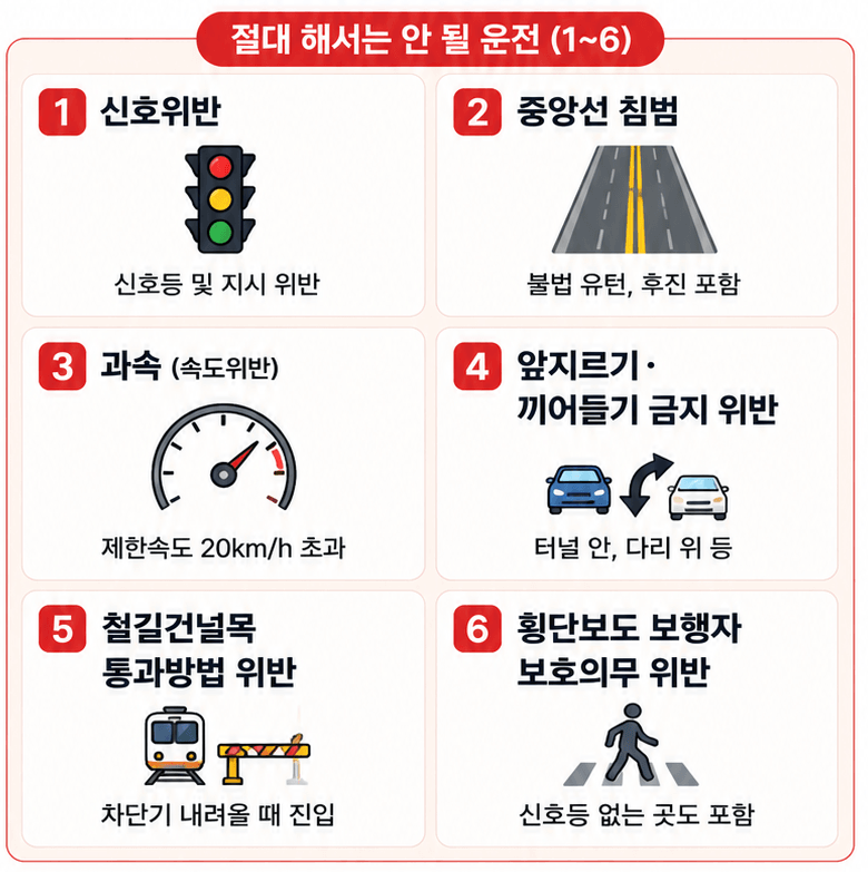12대중과실처벌이 내려지는 12가지 주요 위반 항목