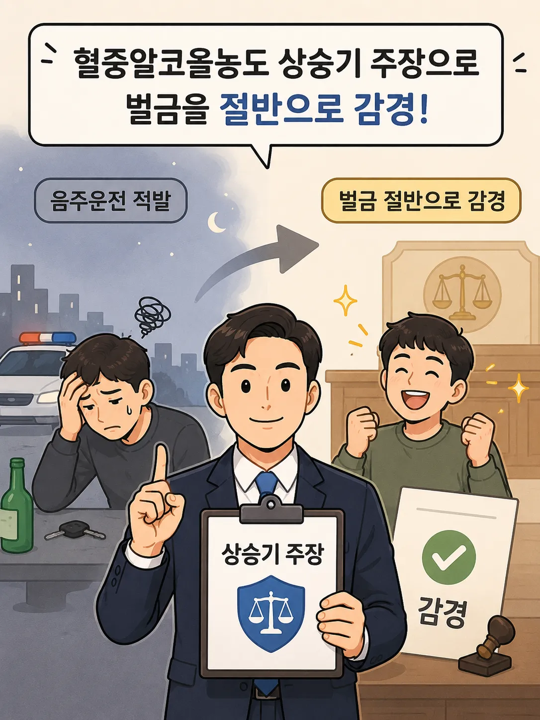 도로교통법위반벌금 음주운전 벌금 절반으로 감경한 사례