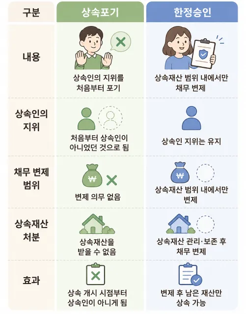 상속권 상 상속포기와 한정승인의 차이