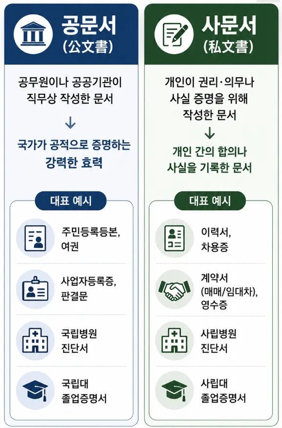 사문서변조죄 속 사문서와 공문서 차이