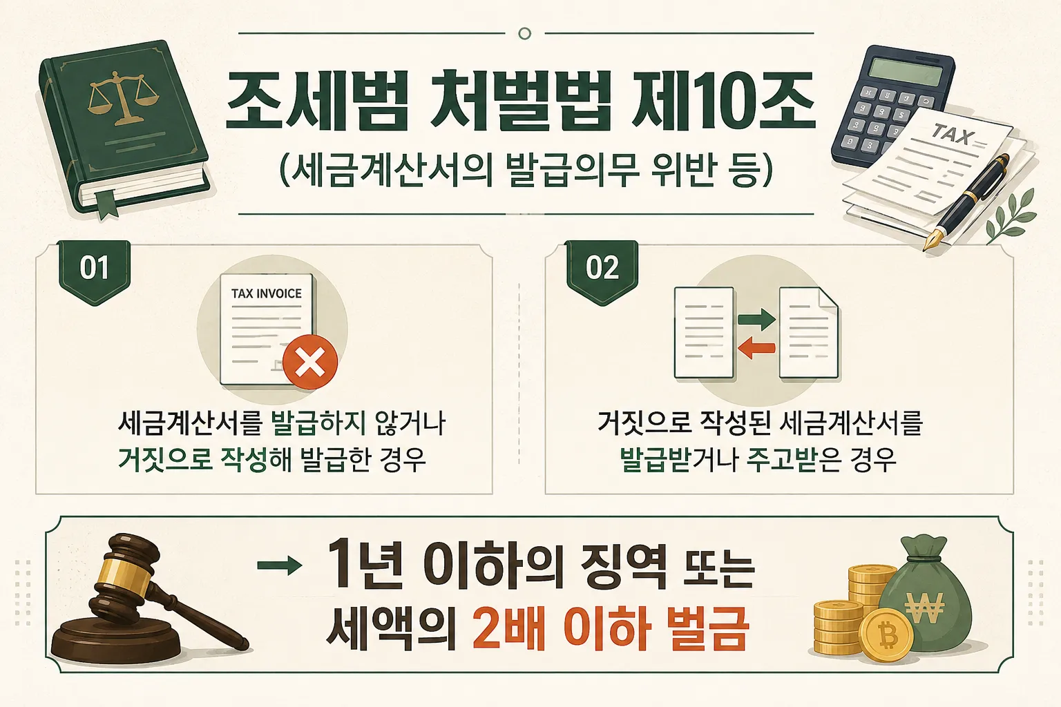 허위세금계산서발행 처벌 기준과 적용되는 법률 알아보기