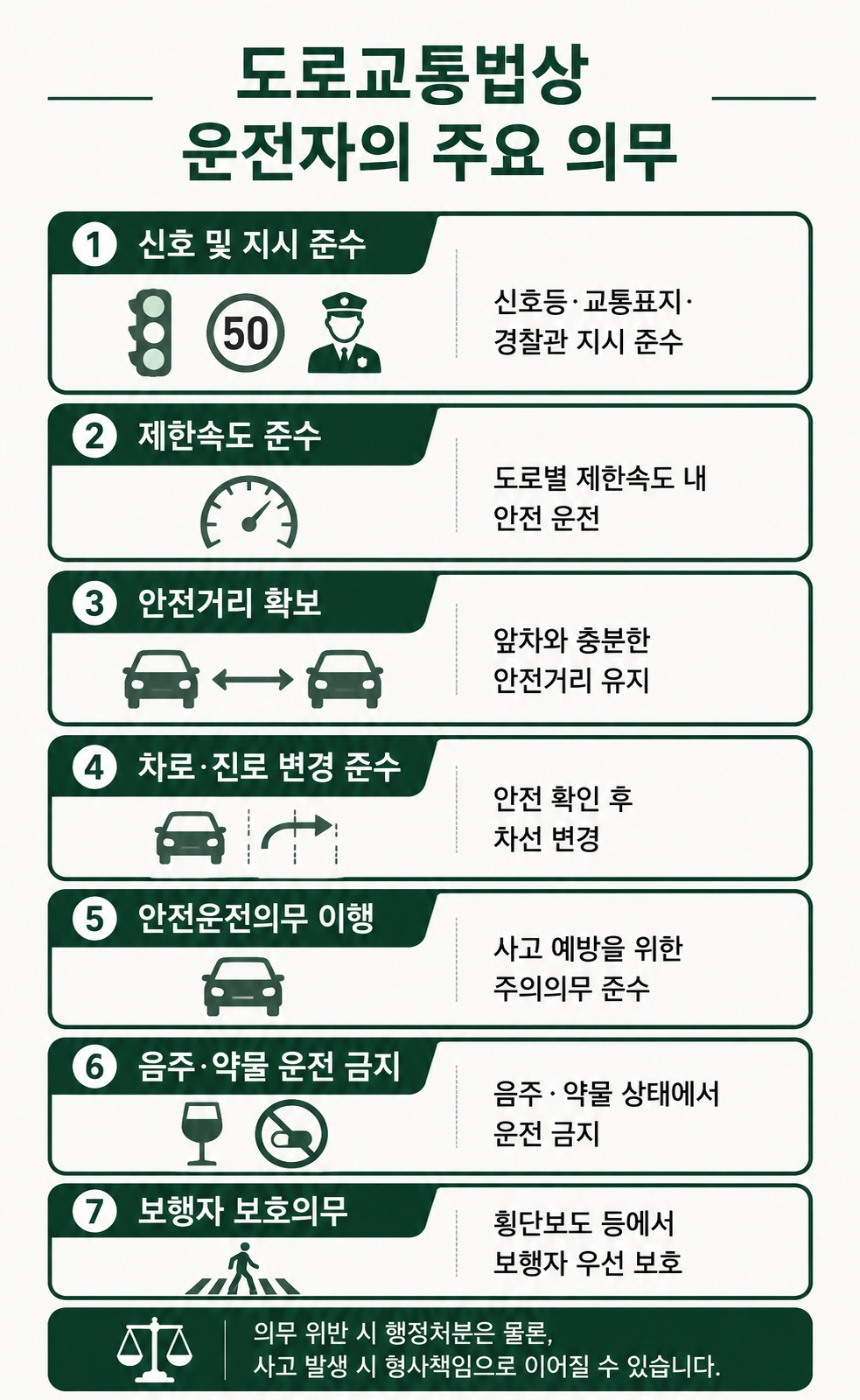 남양주교통사고변호사와 대응 전 확인, 도로교통법상 운전자의 주요 의무