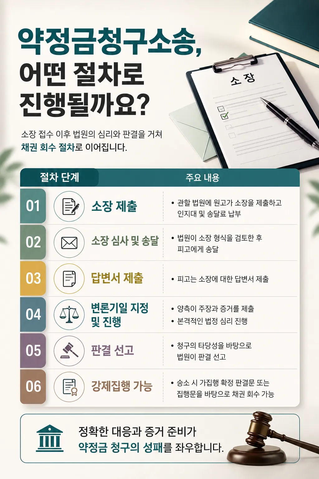 약정금소송 절차 요약 한 눈에 확인하기