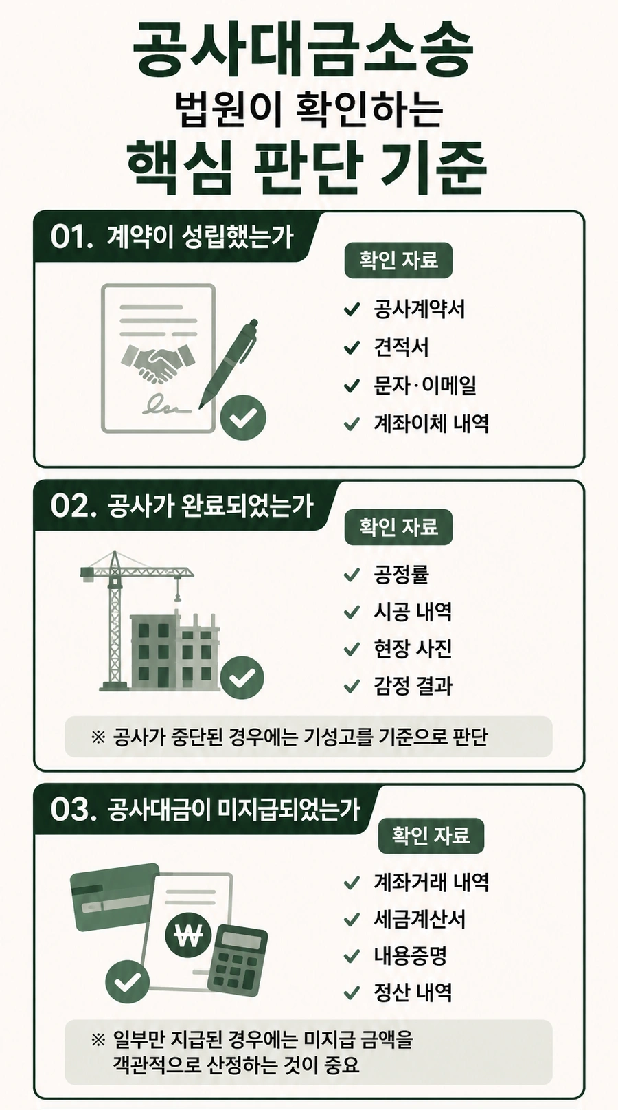 공사대금소송, 미지급 시 법원이 보는 판단 기준