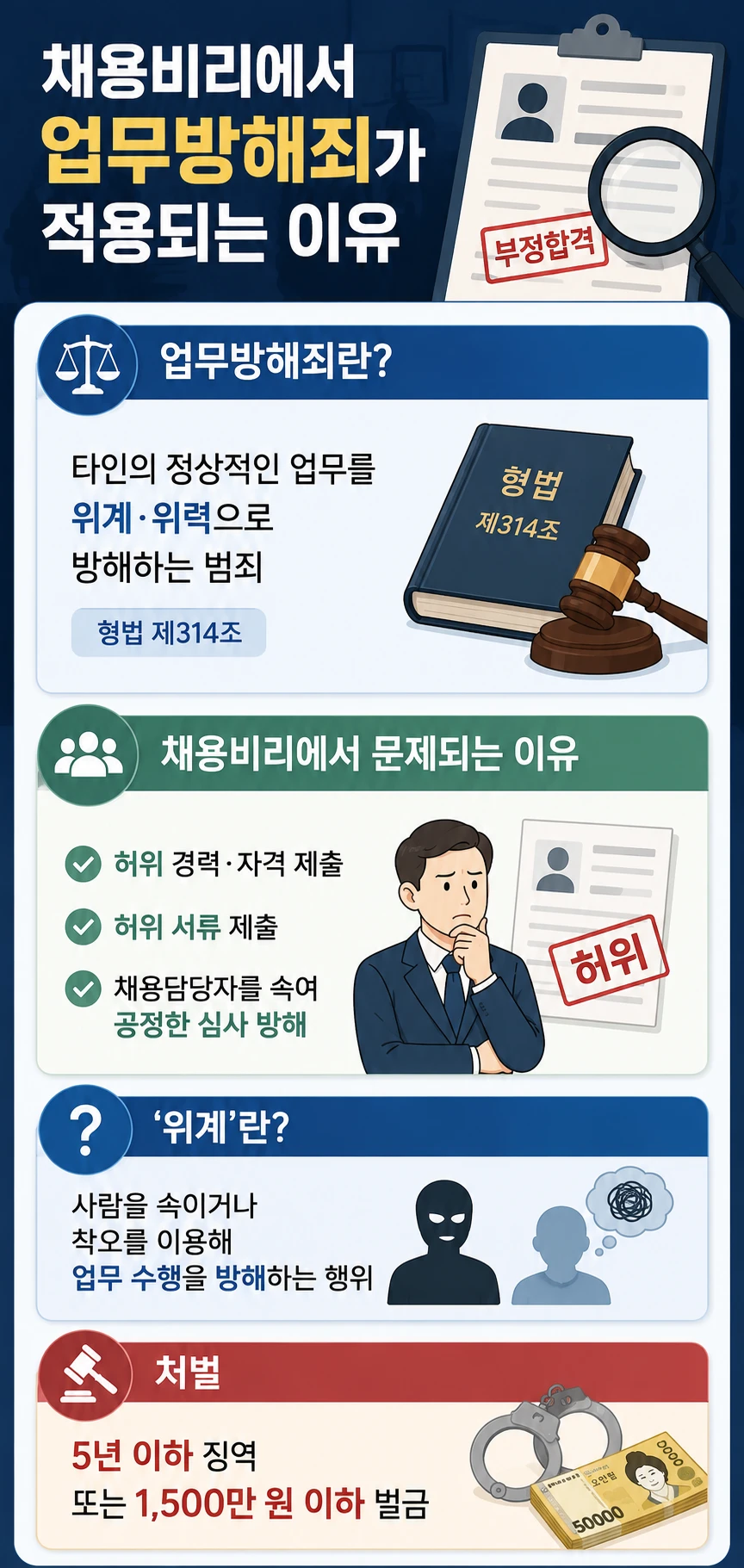 진주법무법인, 채용 비리 업무방해 관련 법률 정보