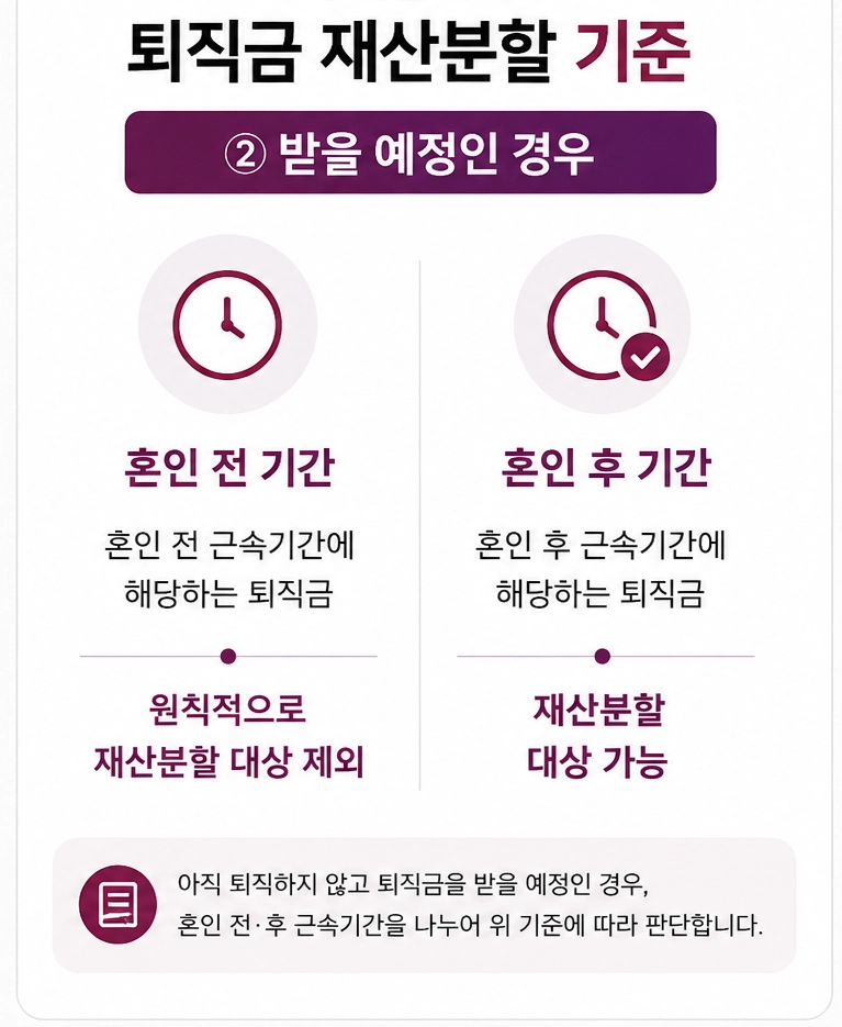 퇴직금재산분할, 퇴직금을 받을 예정니 경우라면
