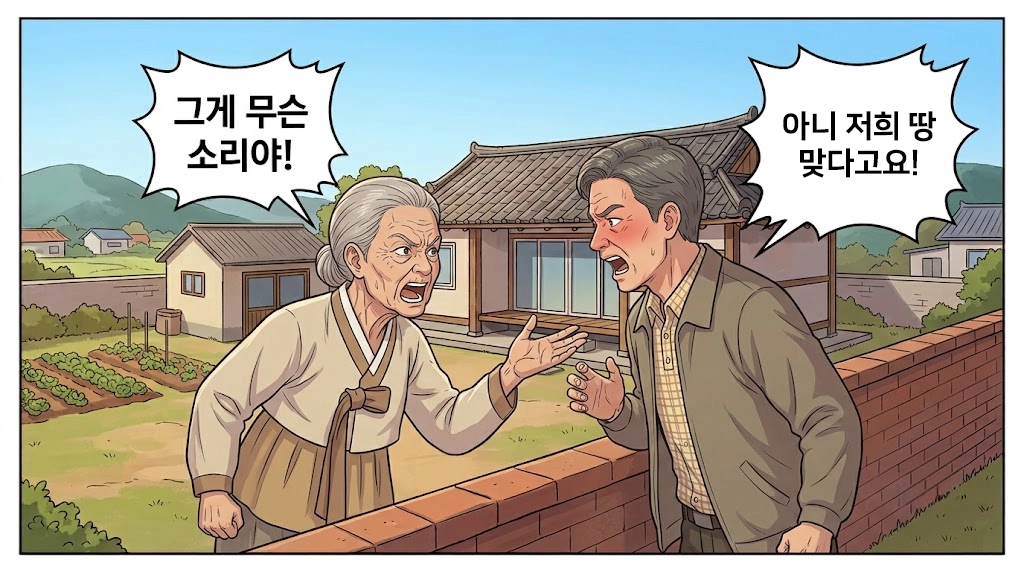 소유권이전등기를 준비하며 등기부와 토지대장 등 관련 자료를 검토하는 모습
