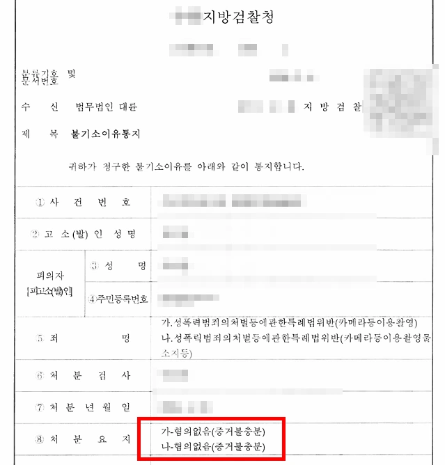 진주성범죄전문변호사, 카촬죄 대응 결과 불기소