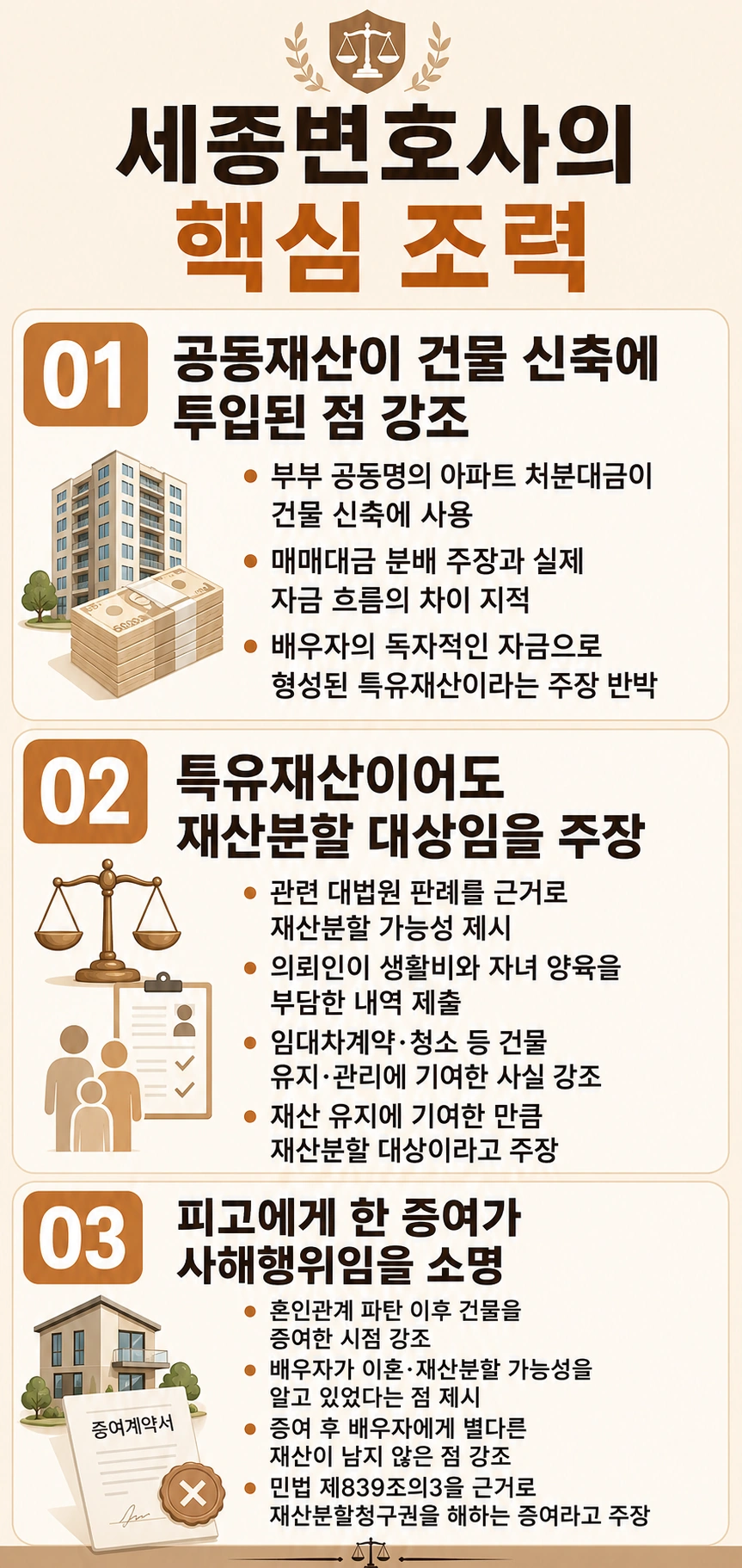 세종변호사, 사해행위를 소명하기 위해 펼친 주장