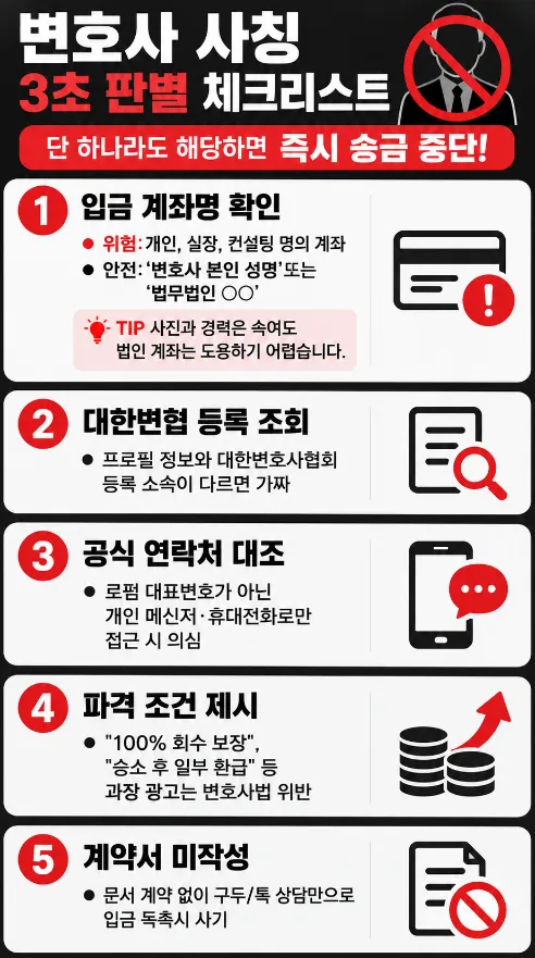 변호사사기, 사칭범 확인할 방법