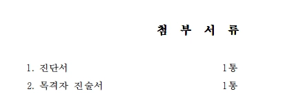 폭행고소장에 첨부할 증거들 리스트입니다
