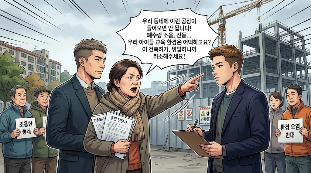 건축전문변호사가 건축허가취소 처분에 대한 행정소송 대응 방법을 설명하는 이미지