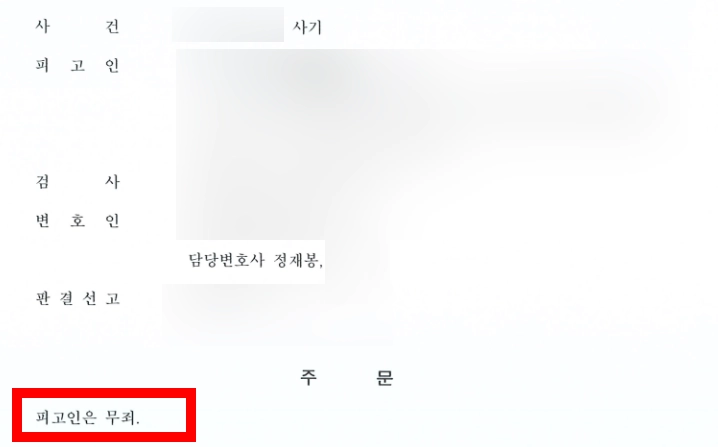 동업사기 조력 결과, 무죄 판결로 사건 마무리
