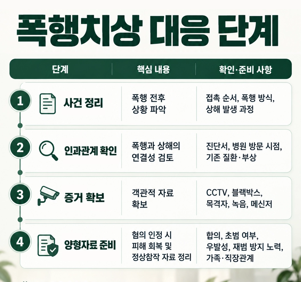 폭행치상 피의자라면? 형사변호사의 조력 사항