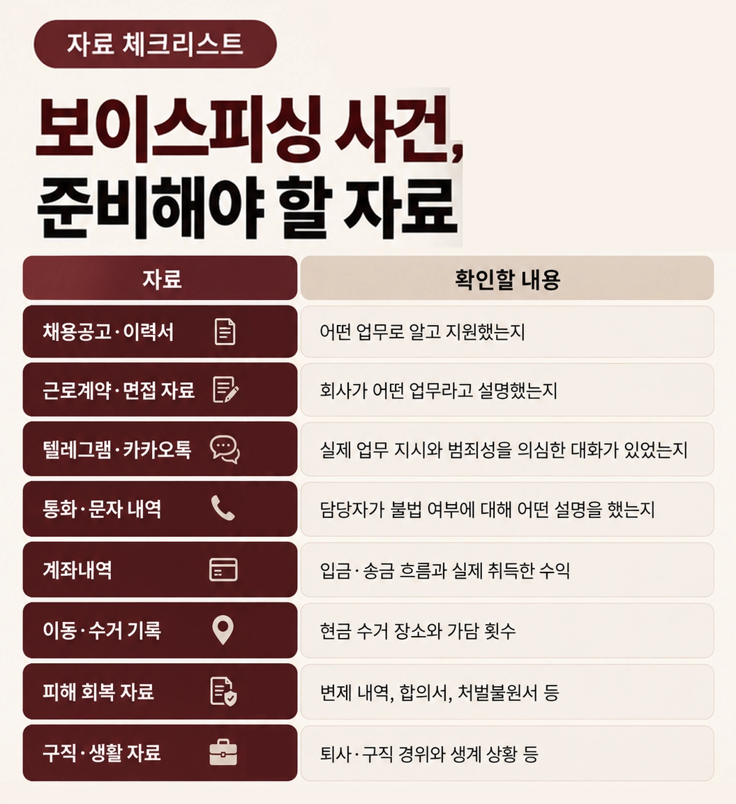 보이스피싱기소유예를 위해 수사기록과 계좌내역 등 증거자료를 분석하는 모습