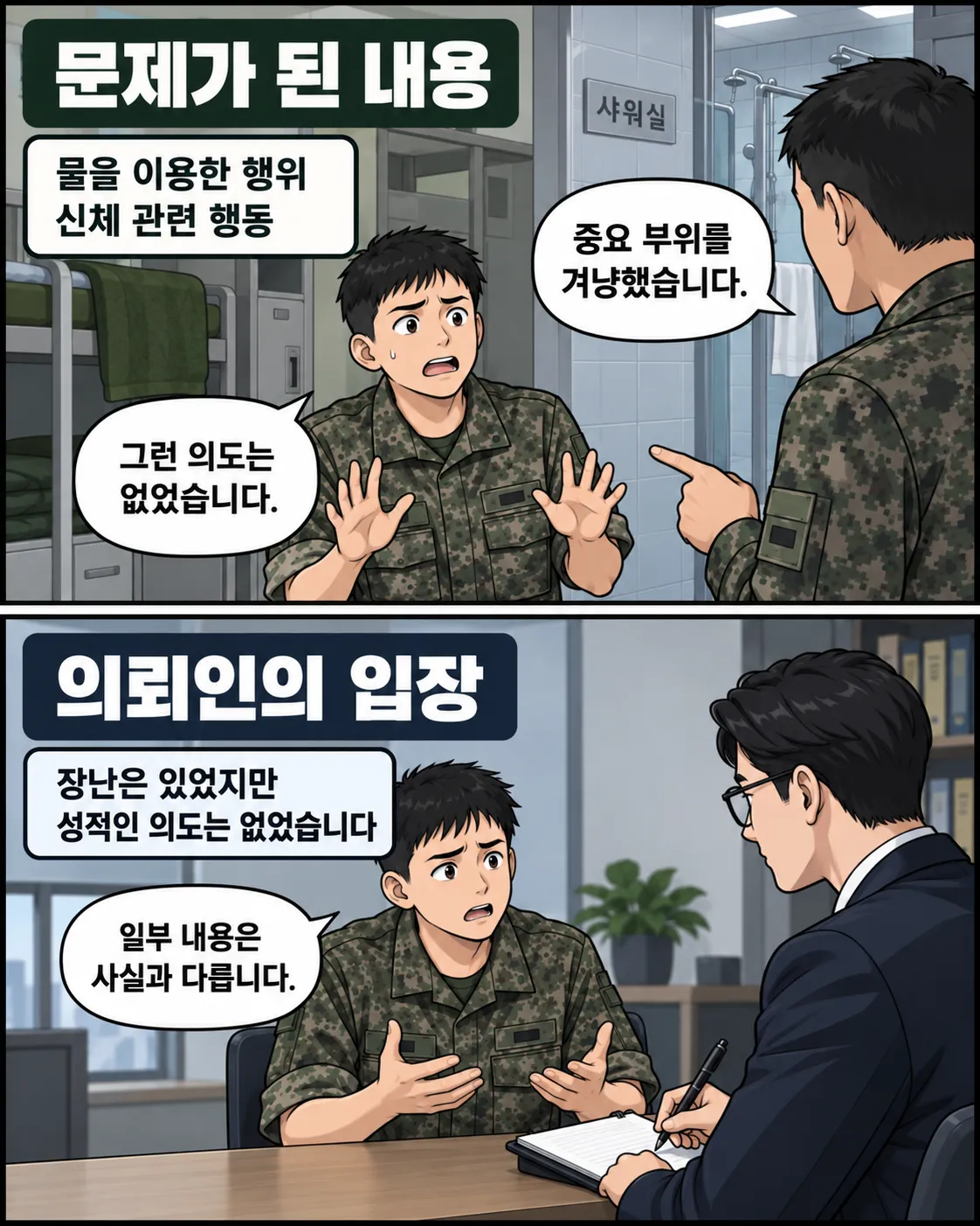원주변호사상담ㅣ군인등강제추행 혐의, 목격자 진술로 불기소