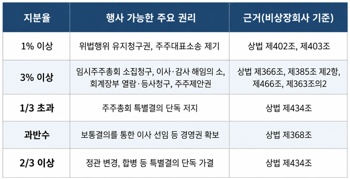 주주간분쟁 주주 지위와 권한 구조의 특징