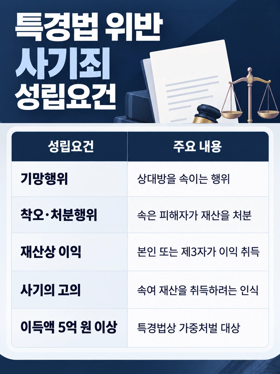 특경법위반 관련 법률 정보와 성립요건입니다