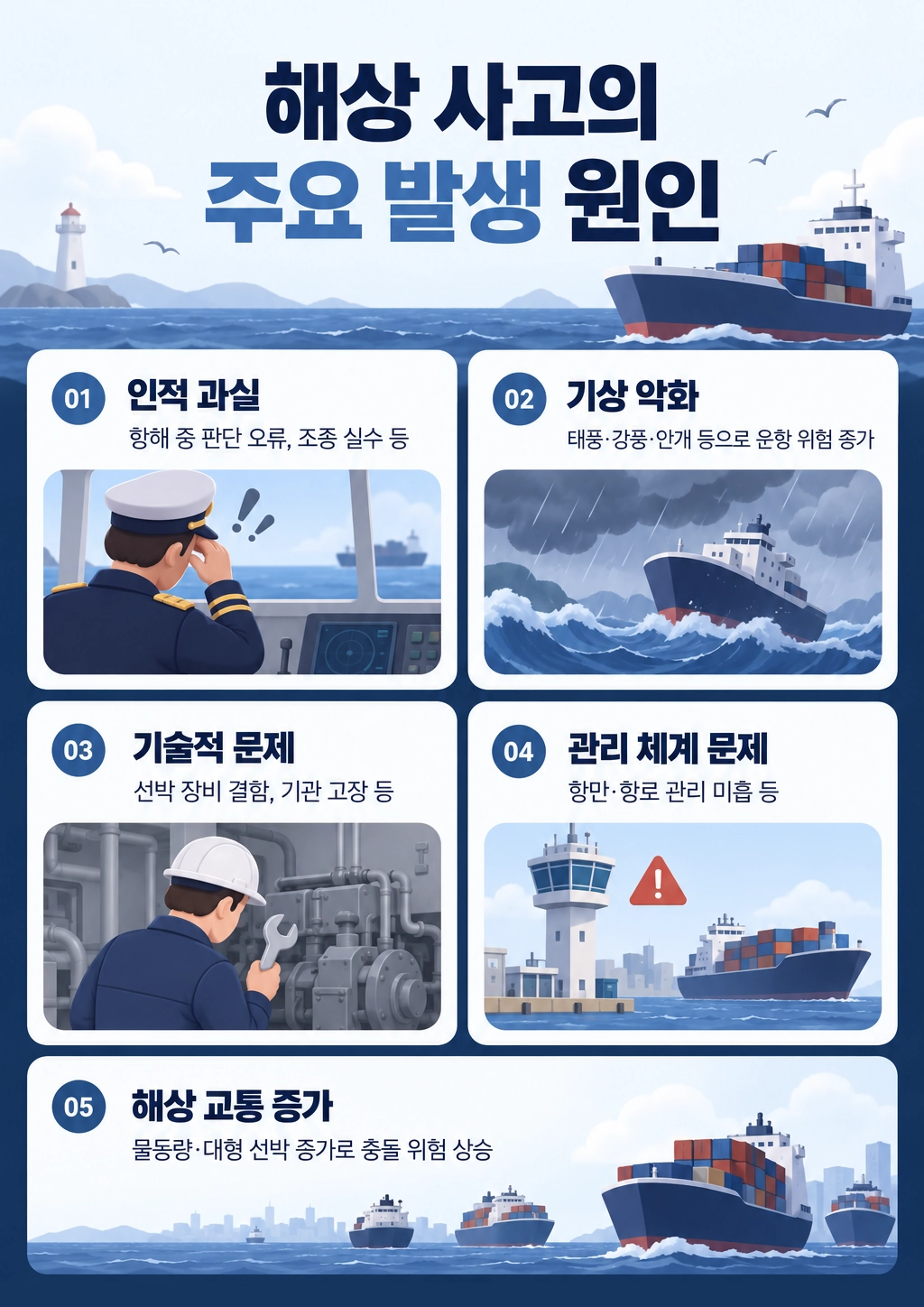 해상사고의 주요 발생 원인 정리합니다
