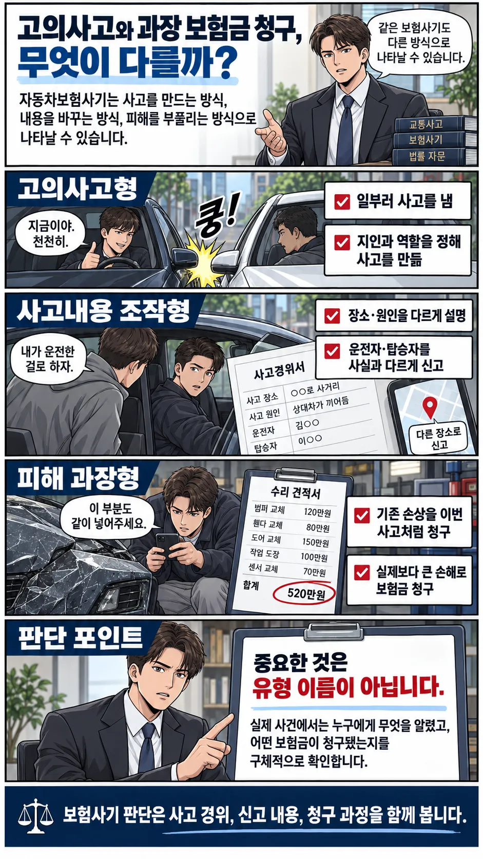 고의사고와 과장 보험금 청구는 어떻게 다를까?