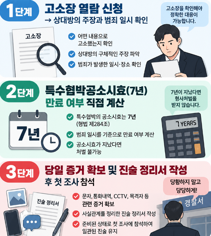 특수협박 고소에 혼자 대응해도 될까요?
