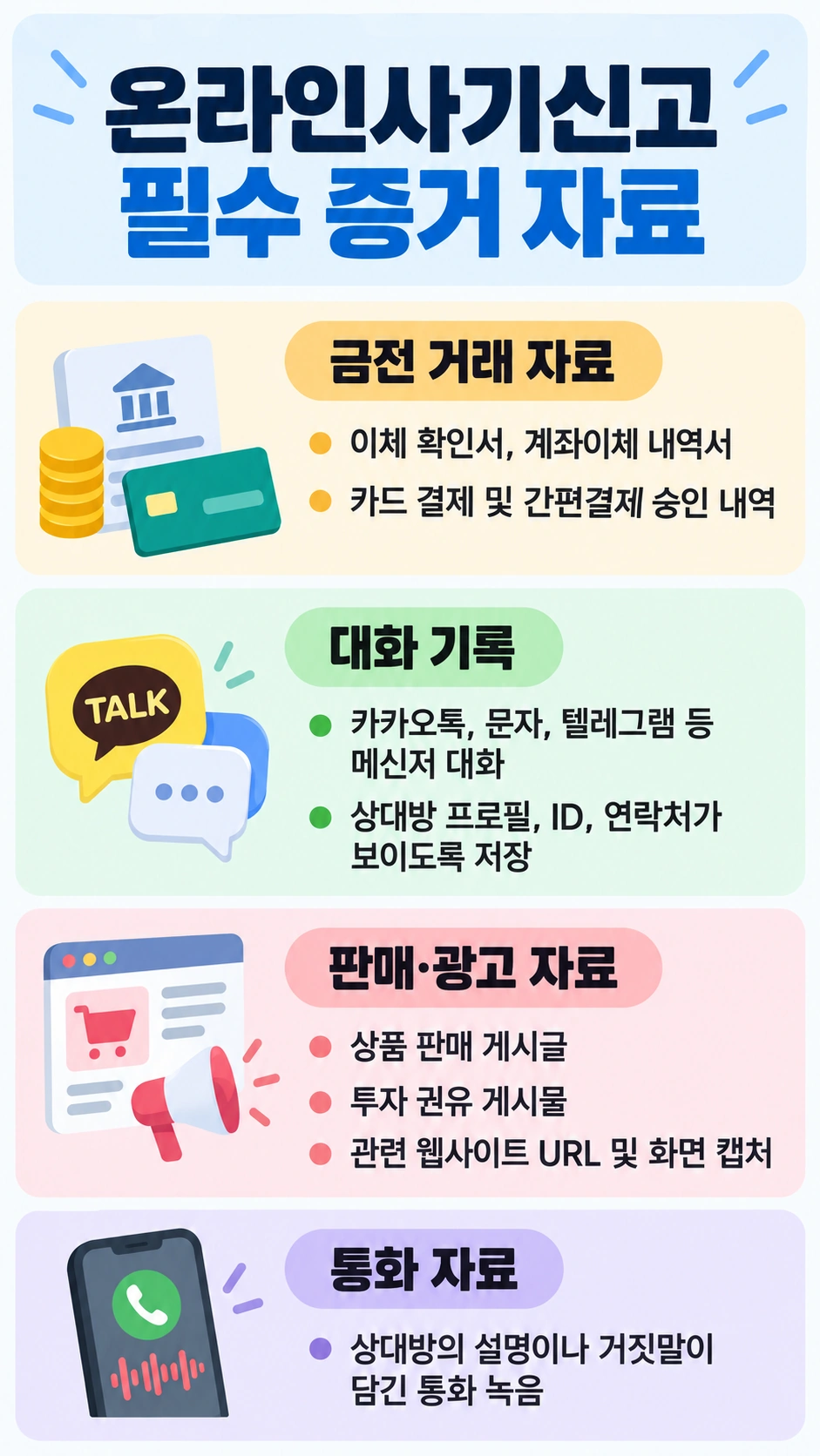 온라인사기신고를 위한 준비자료