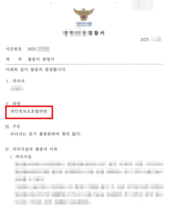 농장 제어실 CCTV 설치로 개인정보법위반 고소당한 사업자 무혐의 이유