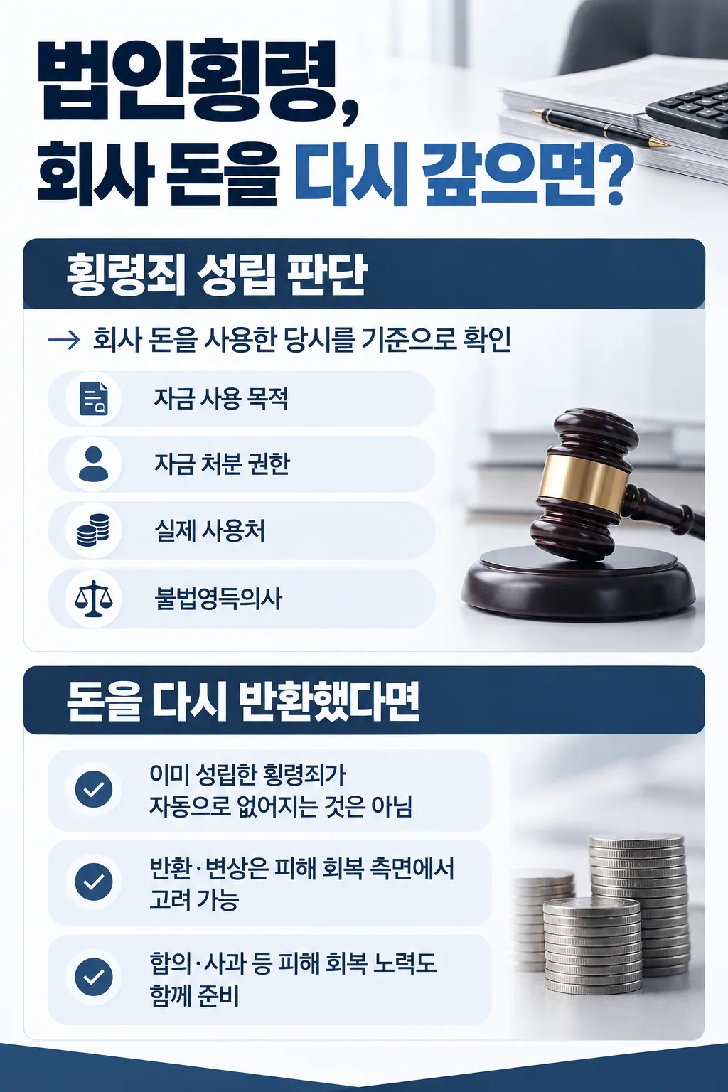 법인횡령 회사 돈을 반환하는 게 의미가 있을까?