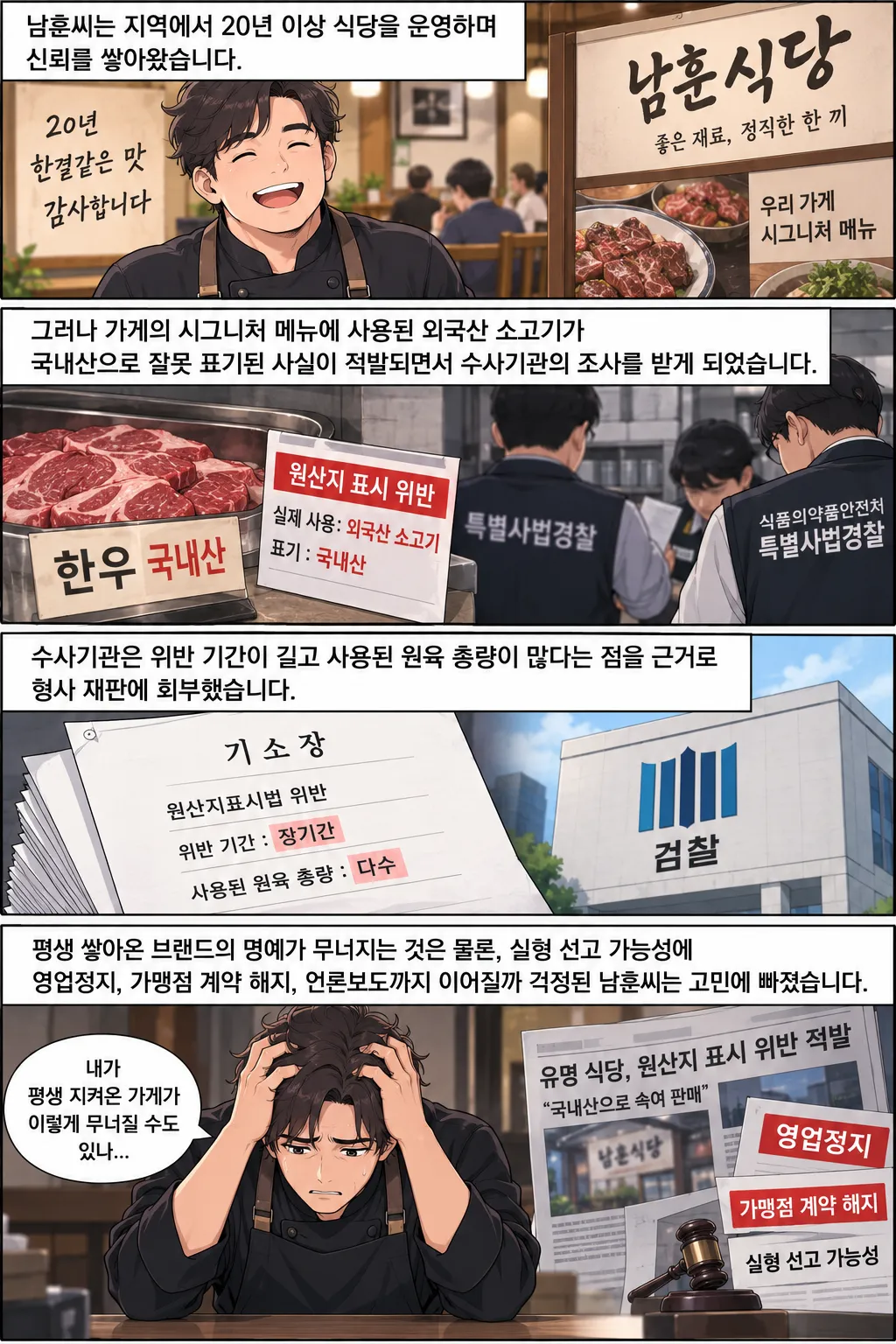 원산지표시위반으로 식당 문 닫을 위기에 처한 사례