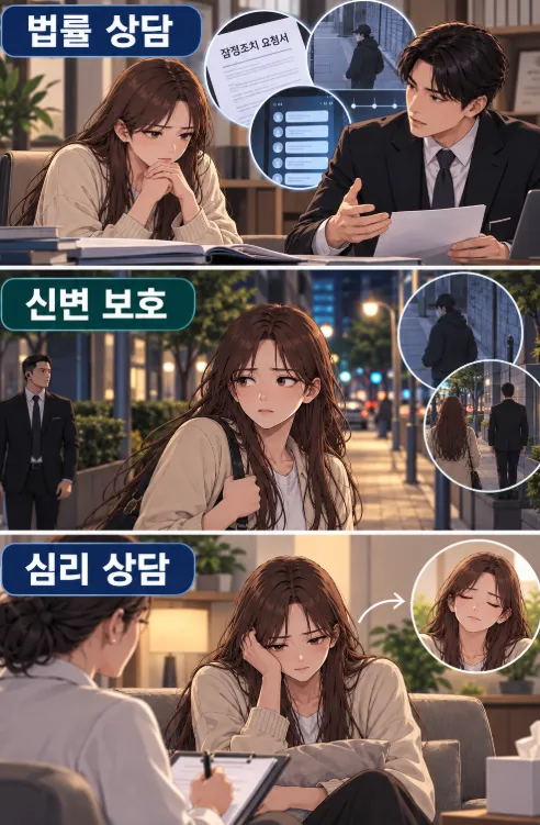 스토킹접근금지 재요청, 홀로 대응이 어려우시다면