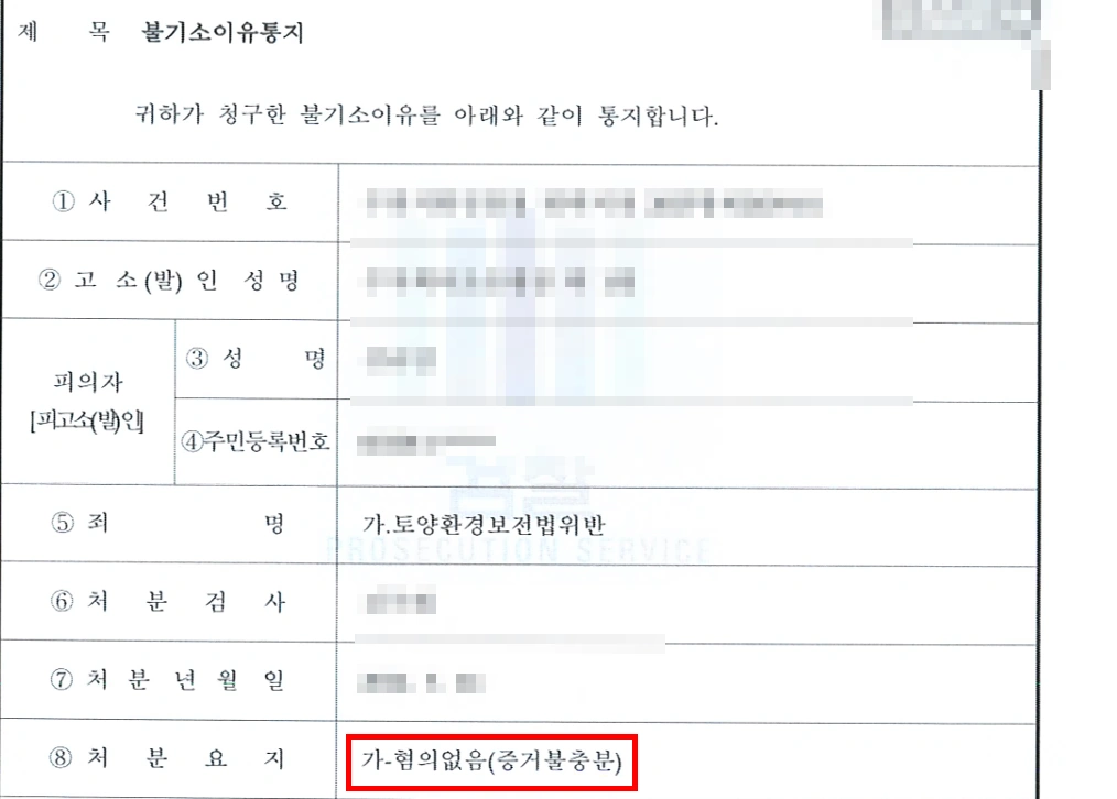 환경변호사의 조력 결과 토양환경보전법위반 혐의 불기소